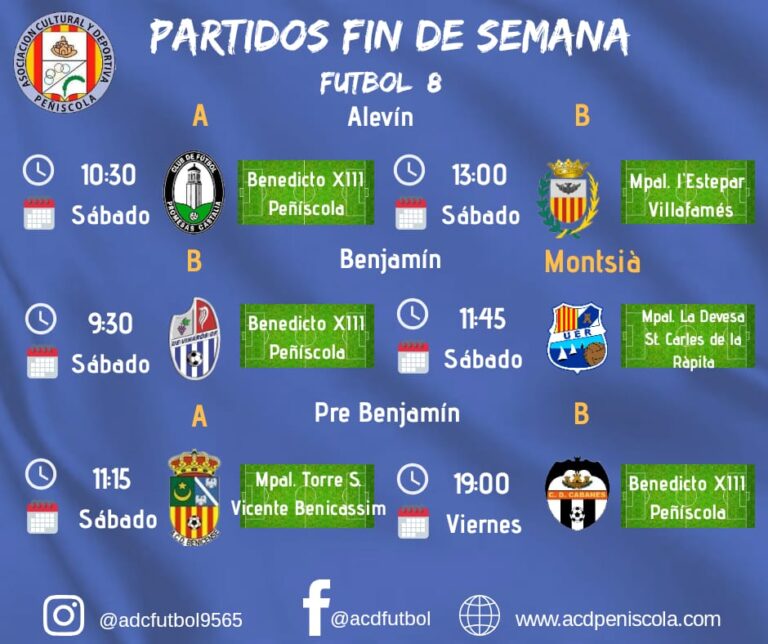 Próximos partidos fin de semana 9/10 Nov
