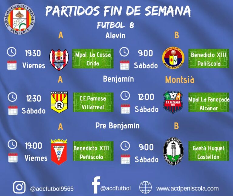 Próximos partidos fin de semana 19/20 OCT