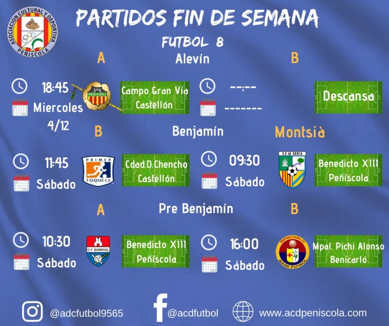 Partidos fin de semana 30/1 Nov-Dic